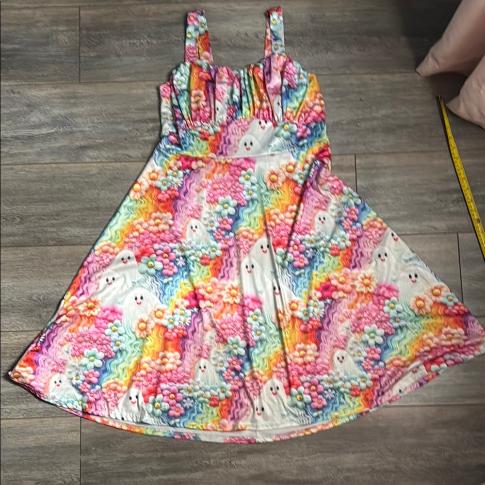 Pink and Orange Sleeveless A-Line Sundress